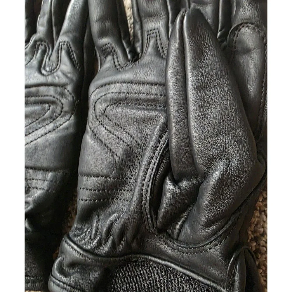 Womens Leather Black Motorcycle Riding Gloves Size Medium Flame Design